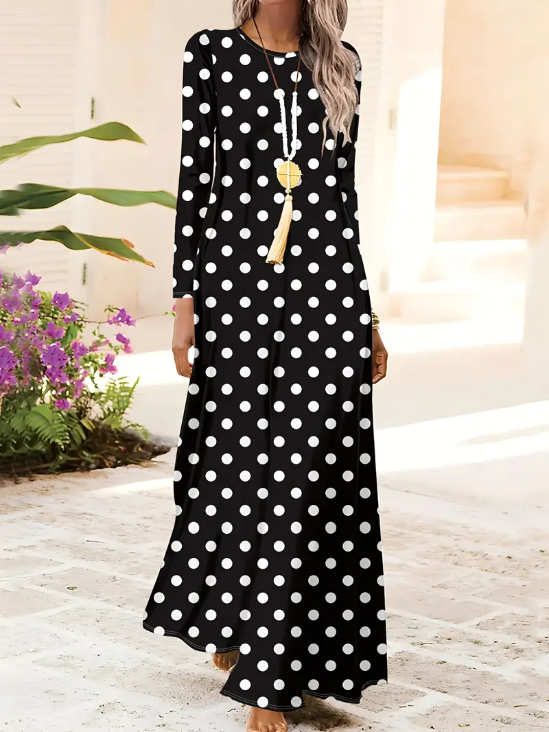 style black white polka dot printed long sleeve - Temu style black white polka dot printed long sleeve - Temu