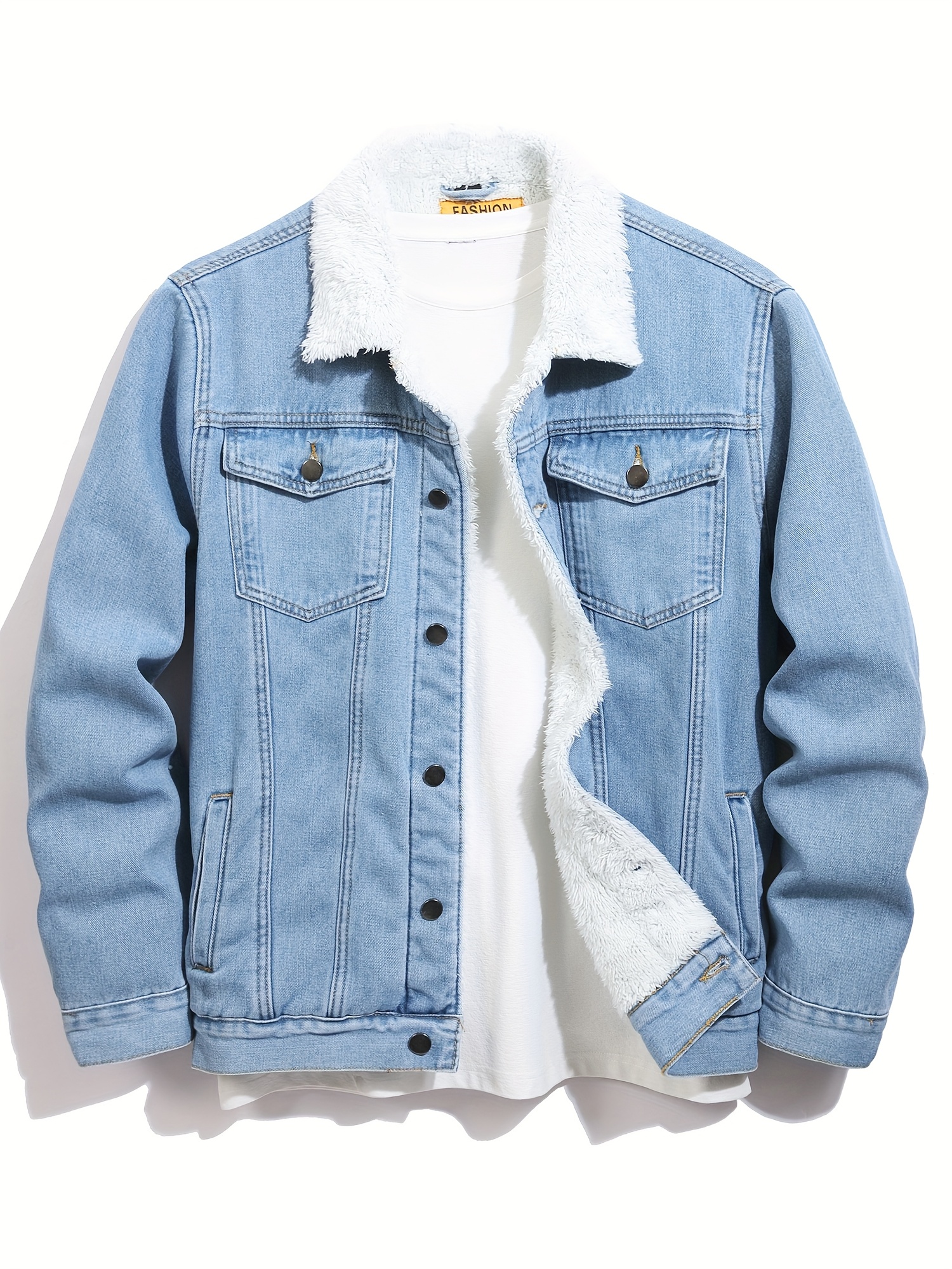 Christmas Gifts For *]*'* Lined Denim Jacket, Heavy Duty Fleece Lined Work Coat For Winter Outdoor