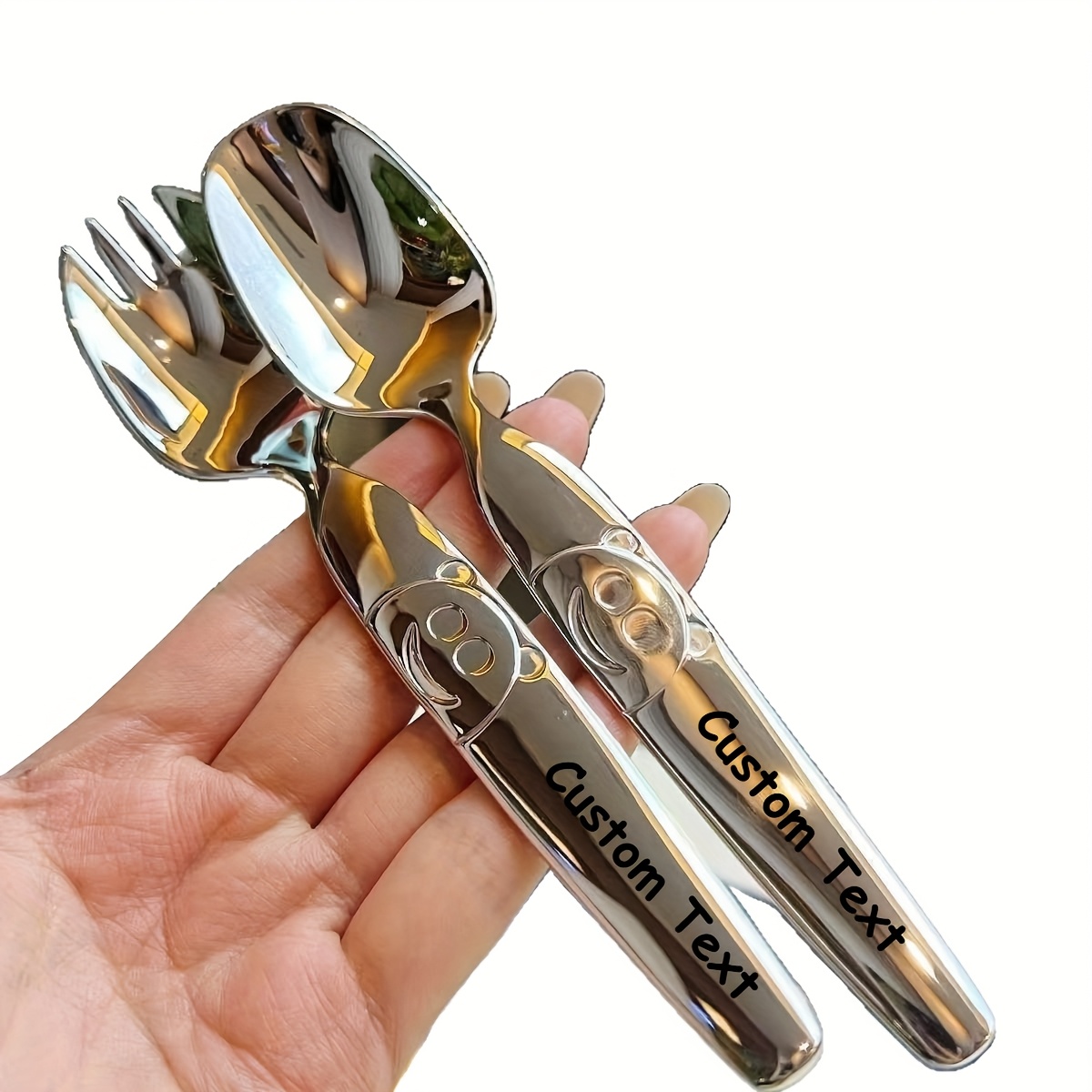 TEMU Cute Bear Stainless Steel Spoon And Fork Set, Dining, Fruit, And Dessert Serving