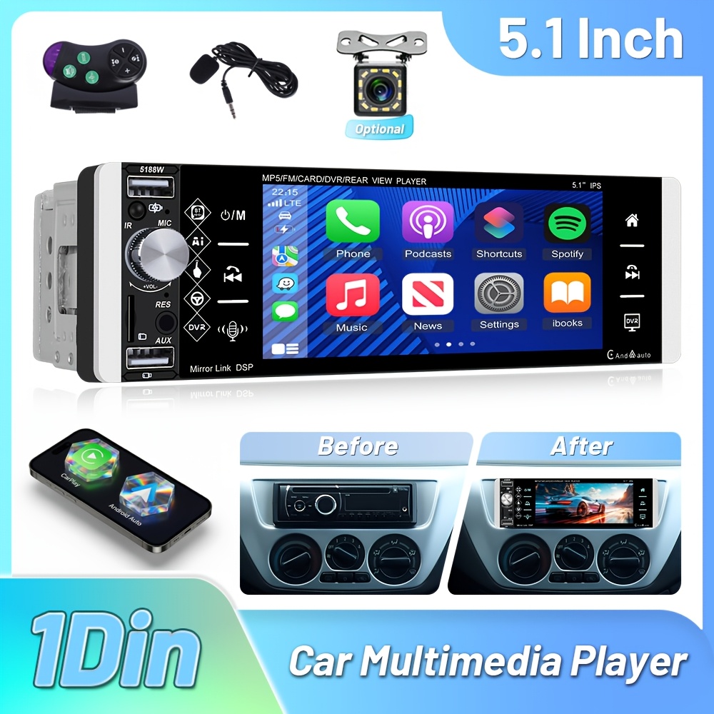 5 1 car mp5 player car multimedia player carplay - Temu