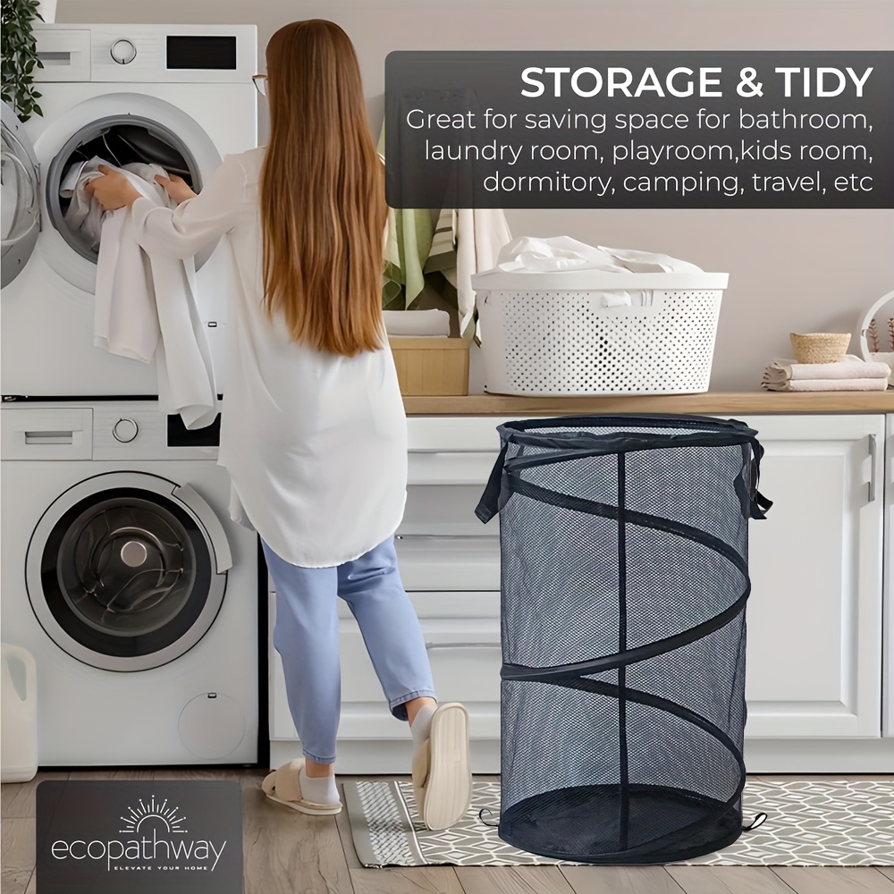 Space Saving Bathroom Organizer Collapsible Laundry Basket - Foldable Clothes Hamper For Bathroom & Bedroom Storage (Purple Sky Wolf Pattern) Space Saving Laundry Storage