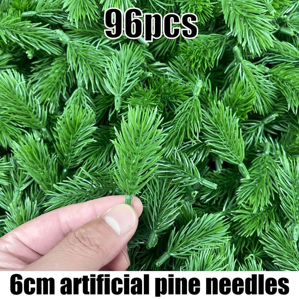 TEMU 96pcs Artificial Pine Branches - Plastic Green Leaf Buds For Diy Wreaths And Home Garden Decor - Versatile Artificial Pine , Suitable For