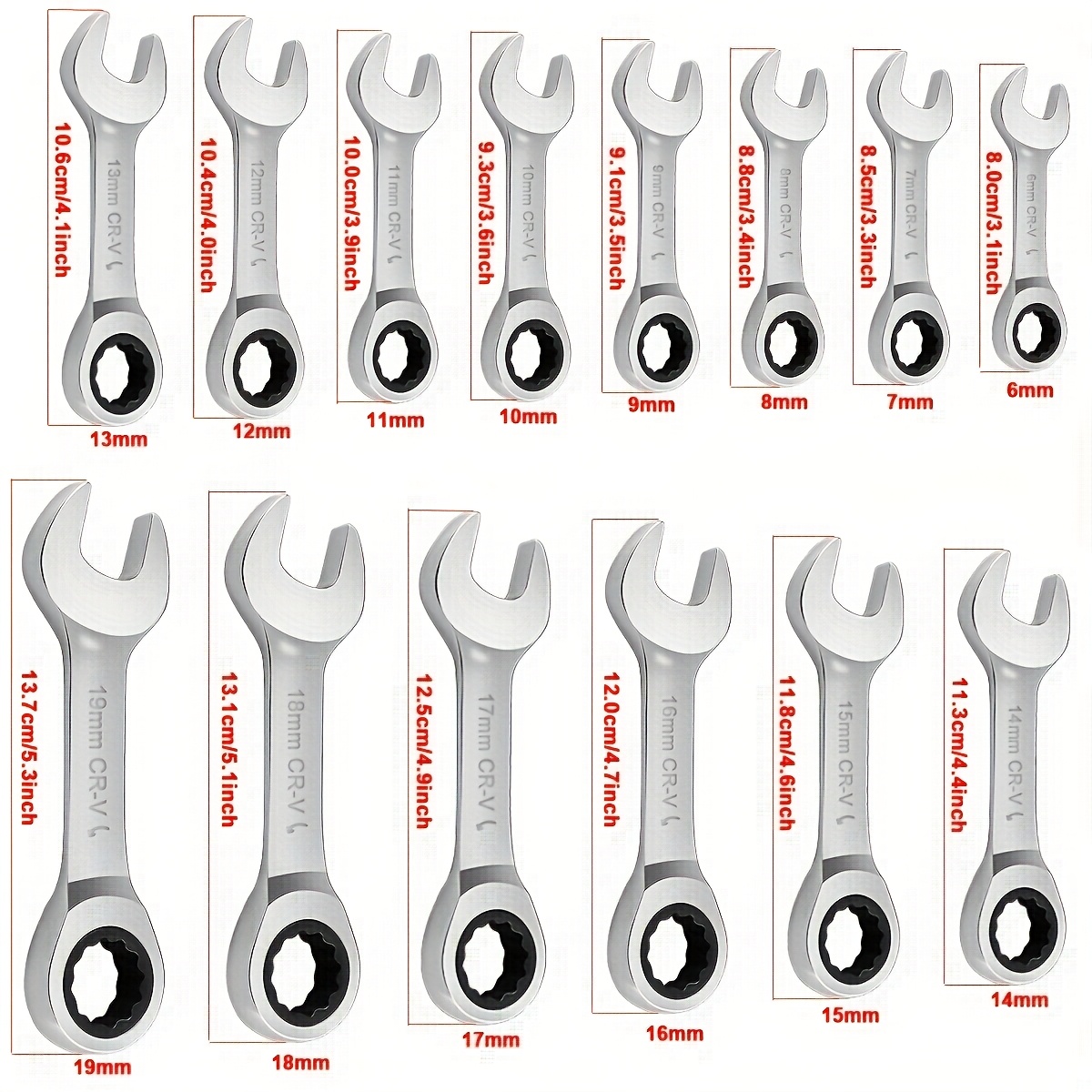 14pcs 6mm - 19mm Double-ended Mini Ratchet Wrench With 72-tooth Socket Set, Portable Repair Tool