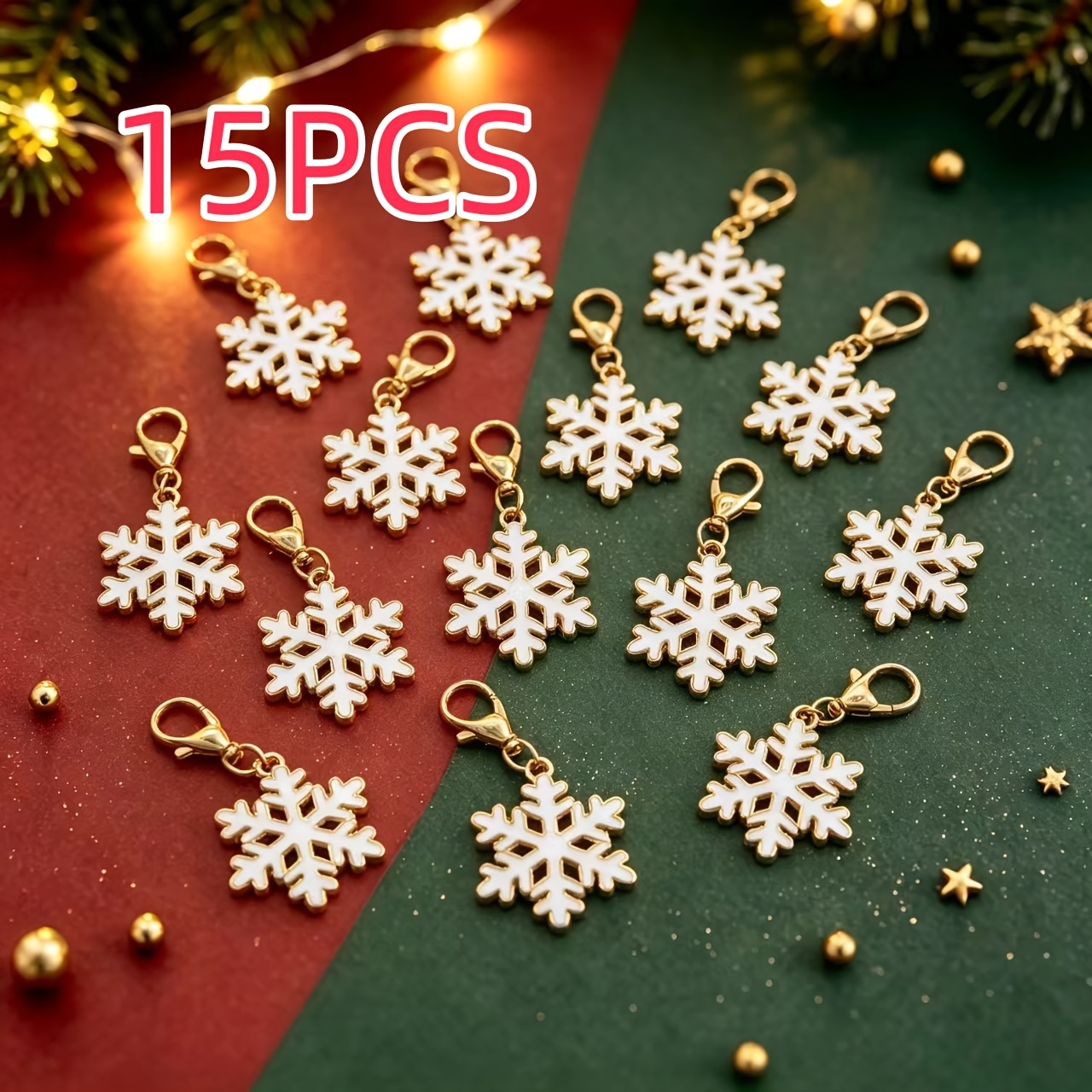 TEMU 15pcs Christmas Hollow Snowflake Keychains, Keychains Suitable For Party Favors Keychains