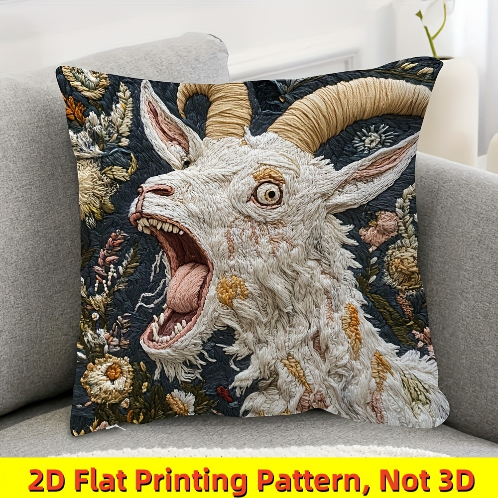 TEMU 2d Flat, 1pc Vintage Style "" Pattern Throw Pillow Cover, Double-sided Print, Decor Aesthetic, Zipper Closure, Suitable For Sofa Bedroom Living