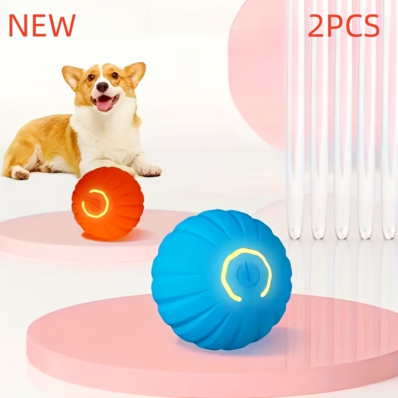 

2pcs (one Orange Motorized Pet Ball, Replaceable Shell), Interactive Pet Toy Ball - Rechargeable, Bite Resistant, Automatic Smart Bouncing Balls