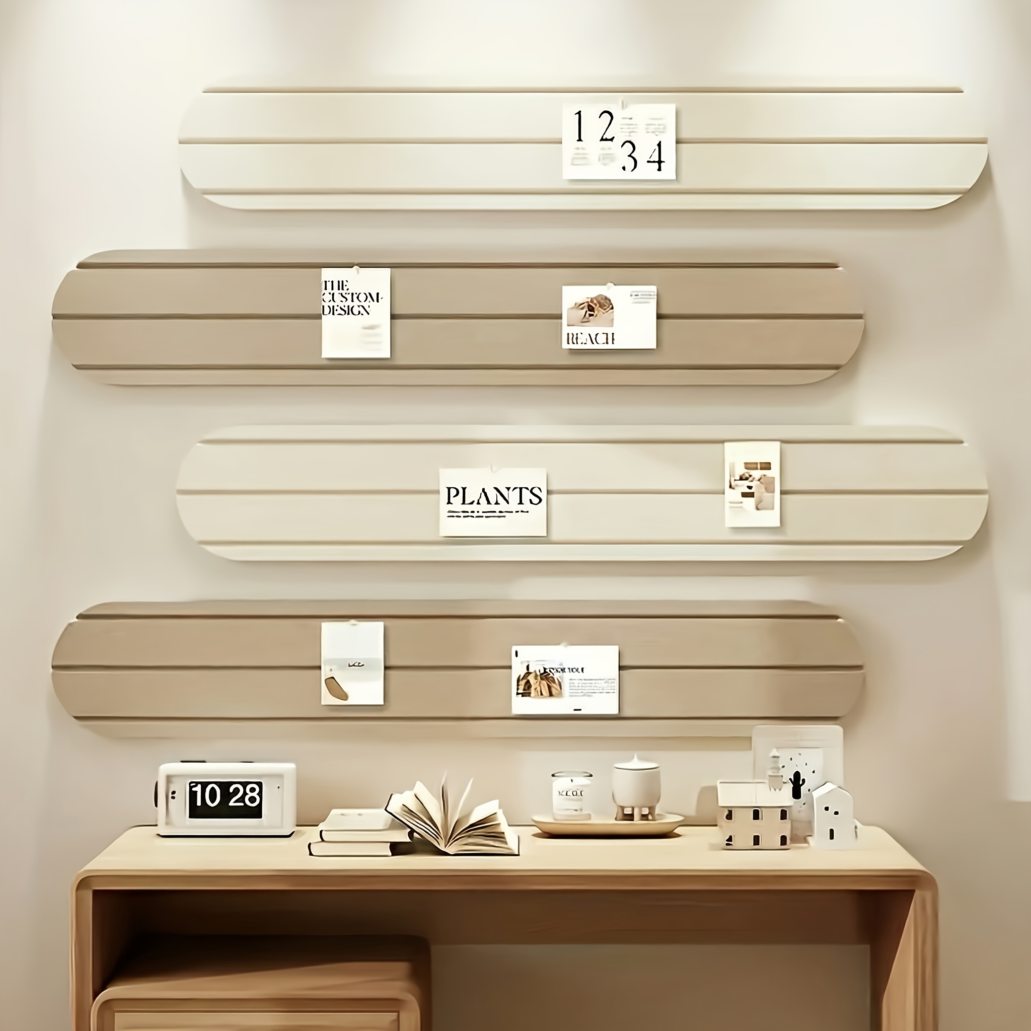 TEMU 4pcs Felt Board Wall Stickers Bedroom Decoration Photo Wall Background Wall, Self-adhesive Felt Wall Panel, Soft Strips For Office Home