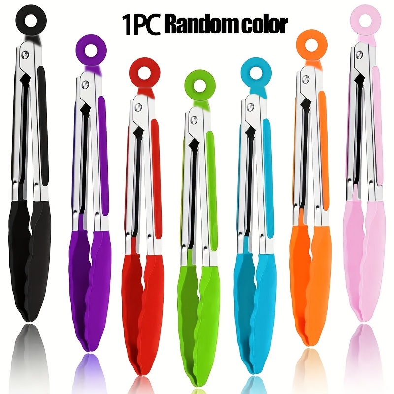 TEMU Pinzas de cocina compactas de 8 pulgadas, tamaño pequeño, color aleatorio, para carne, ensalada y . pinzas son perfectas para voltear carne,