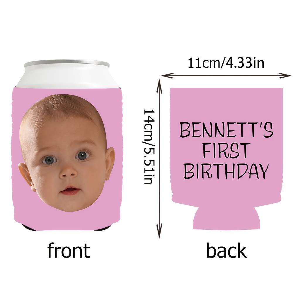 TEMU 8pcs Pack Personalized Photo & Text Can Coolers Suitable For Wedding, Birthday Party Decorations - Custom Photo Face Cup Sleeves With Your Own