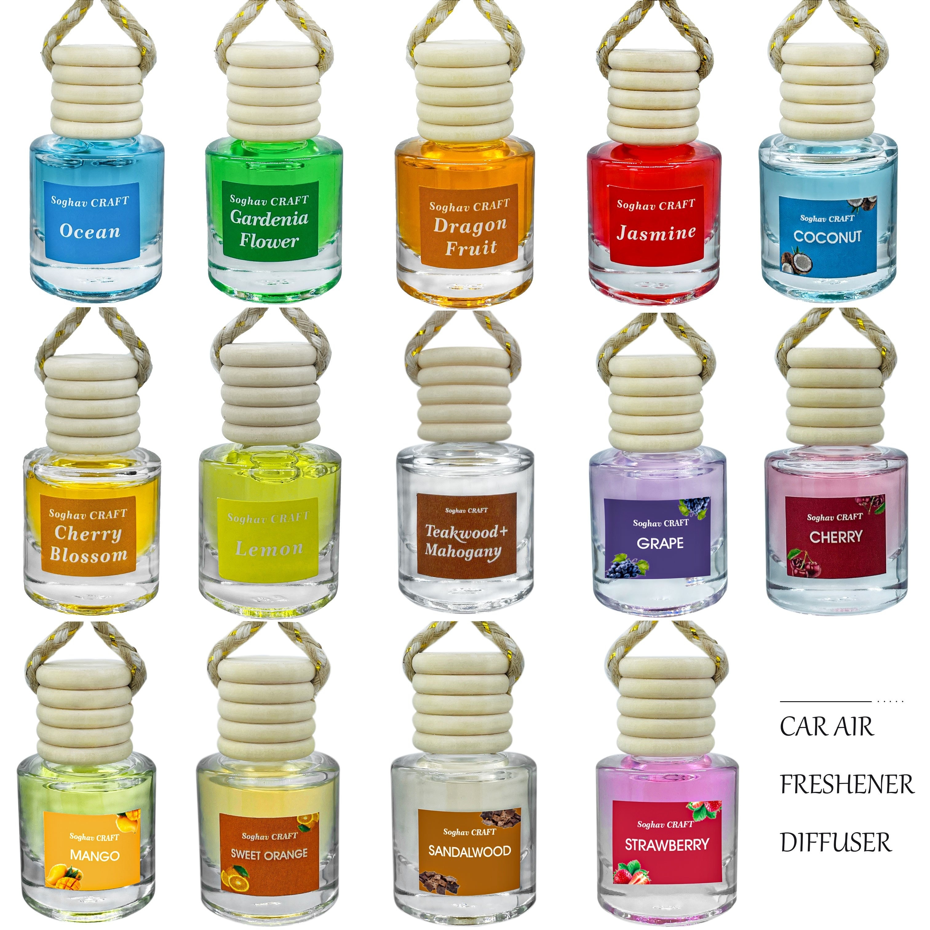 TEMU 18/12/8/6/4/2pcs Car Diffuser, 6 Scents Car Freshener, Car Air Freshener Hanging, Car Essential Oil Diffuser, Air Freshener -car Air Deodorizer