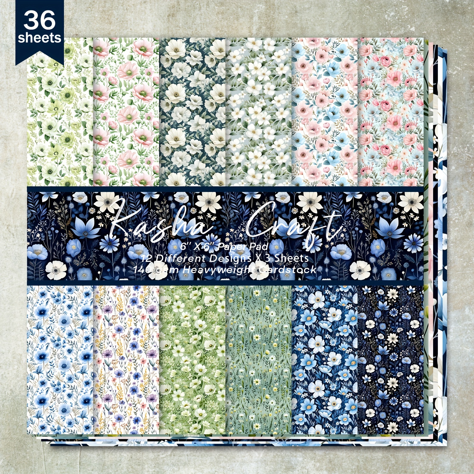 

Craft 6" X 6" Pad: 36 Sheets Of Beautiful Floral Background Paper - Perfect For Bullet Journal, Scrapbooking, Card Making, And Crafts