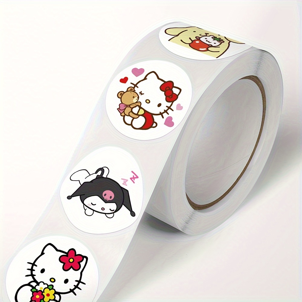 500 PCS Sanrio Official Stickers: Hello Kitty, Melody, Kuromi, Cinnamoroll, Purin, and More - Cute Round Sealing Stickers for Decoration, Luggage, Guitar, Water Cup, Phone Case, Laptop, and Gift Decals