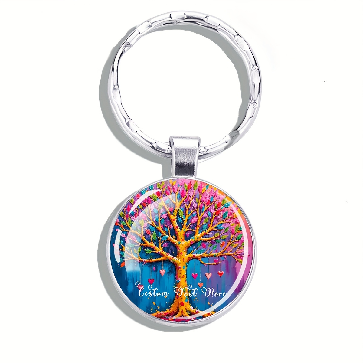 Custom Text Life Tree Keychain Personalized