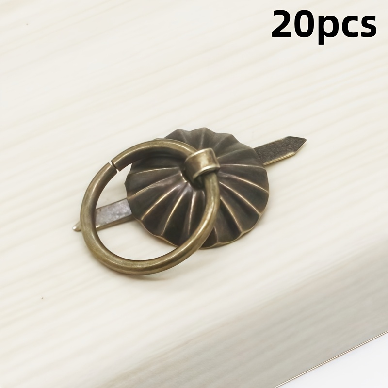 TEMU 12/20pcs Antique Sunflower Mini Tin Knobs, Vintage Ring Pulls, Box, Cabinet Dresser Drawer Handles, Knob Decorative Pulls With Flat Pattern,
