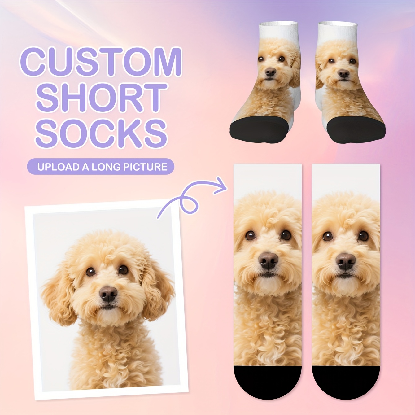 TEMU 1 Paire de Chaussettes Personnalisées avec Photo pour Femmes - Design Imprimé Animal, Série Élégante en Polyester Doux, Cadeau Unique pour Petit