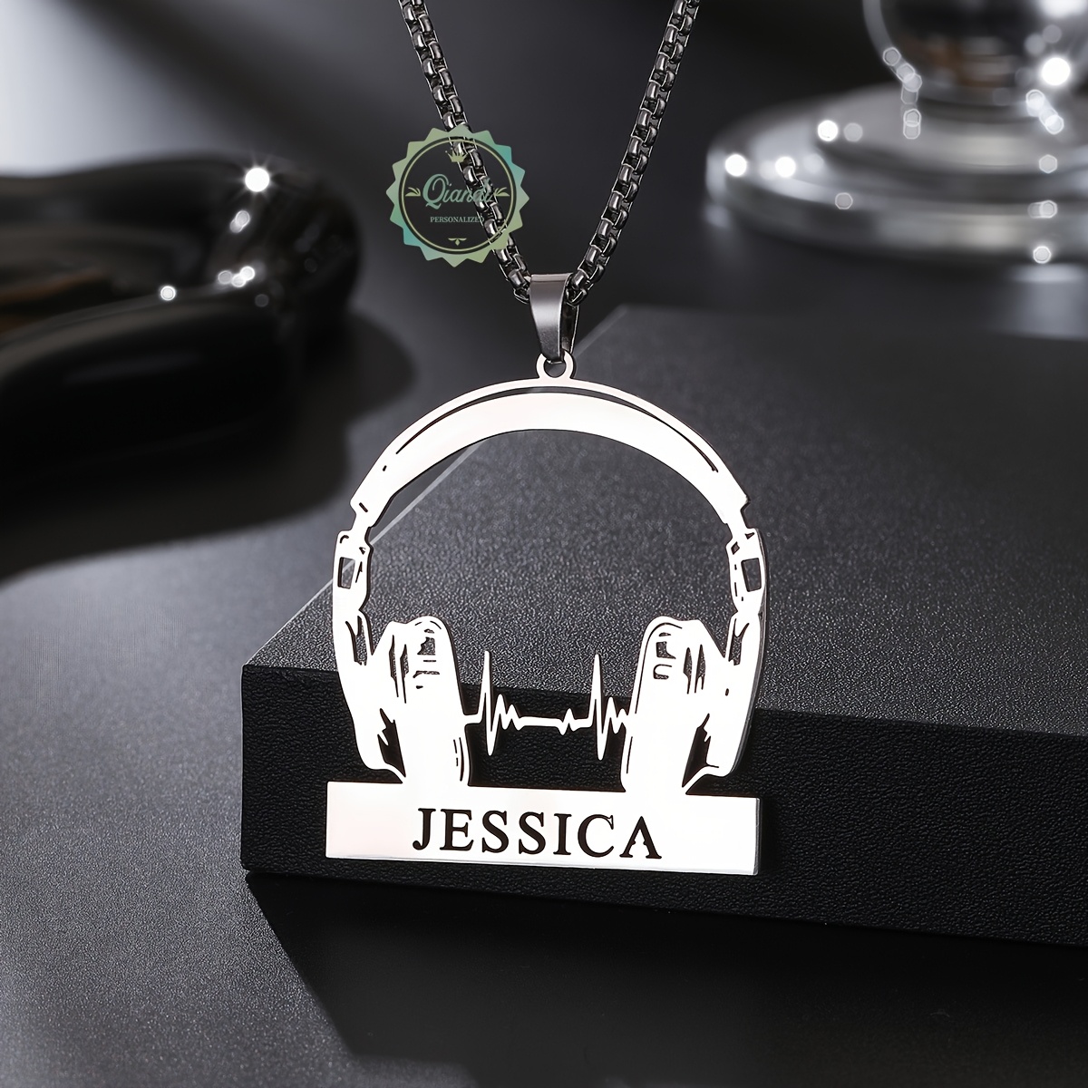 TEMU Collar con auriculares personalizado con en acero inoxidable 304 304 para hombres, joyería colgante, regalo de , colgante de auriculares