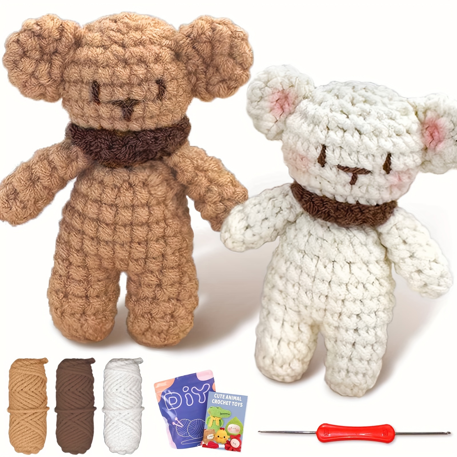 TEMU Diy Little Bear Crochet Kit For Beginners - Set Yarn, Tutorial Videos & Accessories - Birthday