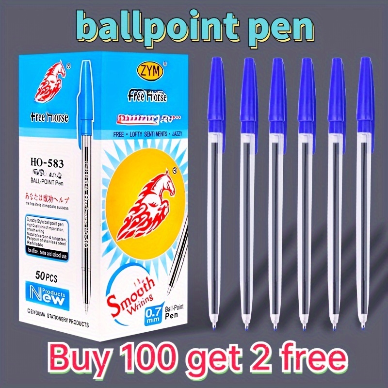 

102pcs, 102pcs 0.7 Round Ballpoint Pen Black Pen Delivery Advertising Oil Pen Student Pen Teacher Correction