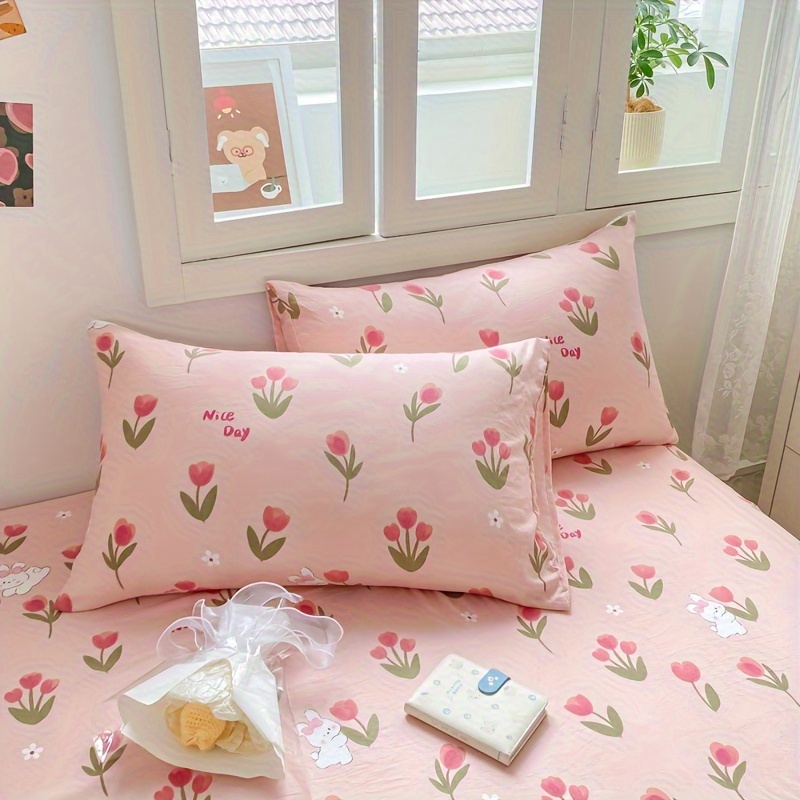 

1pc Pillowcase - , & Comfortable , Water-washable, Knitted , 180-200gsm, Pattern, For Bedroom Decor / All Users, Bedding Accessory