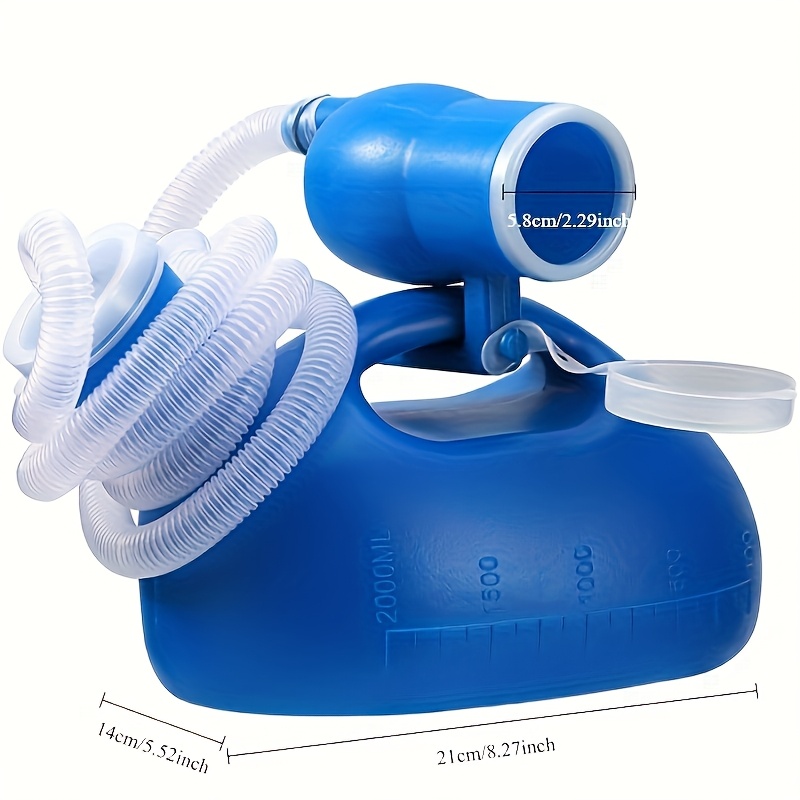 1 buc.   2000 ml urinărie portabilă de capacitate mare pentru bărbați - albastru cu scară de măsurare, furtun și  , ideal pentru camping și călătorii în aer  , urinărie pentru exterior|design compact|închidere sigură Detaliile articolului 0