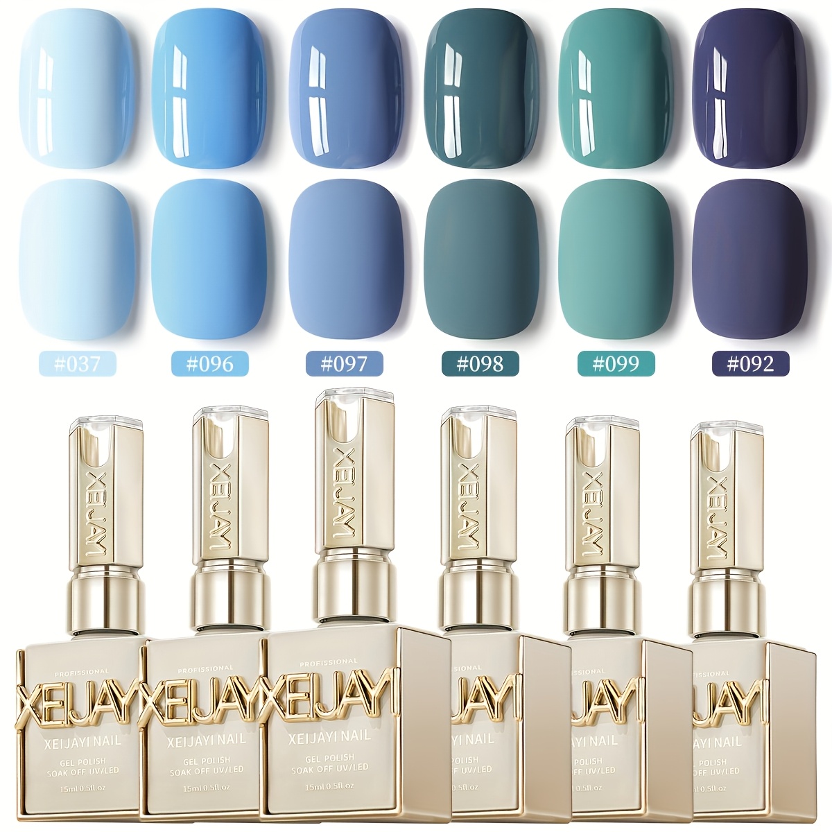Image of Xeijayi Photo Frame Bottle Kirishima Blue 6pcs---2026 New Autumn Nail Art 6-color Set Nail Polish Gel Fashion Led Solid Color Nail Gel
