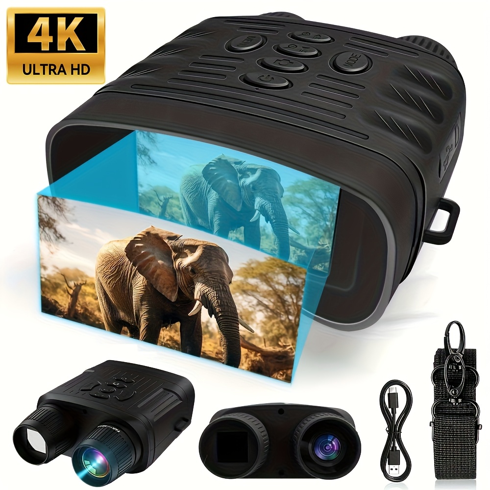 36MP 4K Night Vision Goggles Binoculars, with Infrared, 7.62 cm HD Large Screen, 10X Magnification, Infrared Digital Night Vision Camera for 100% Darkness Viewing, Hunting Surveillance Scope, Tactical Binoculars for Adults