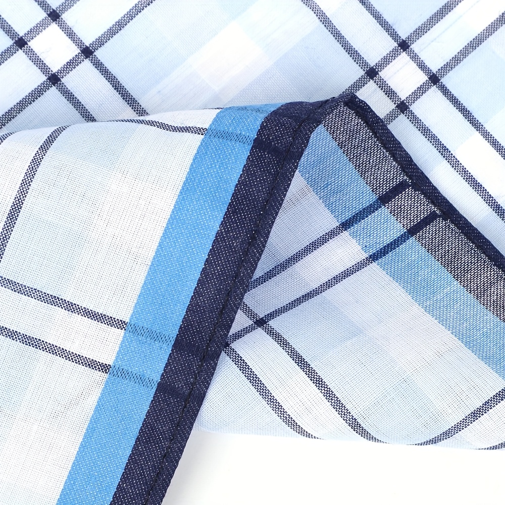 12pcs Men's Handkerchiefs, Pure Soft Checkered Pocket Squares