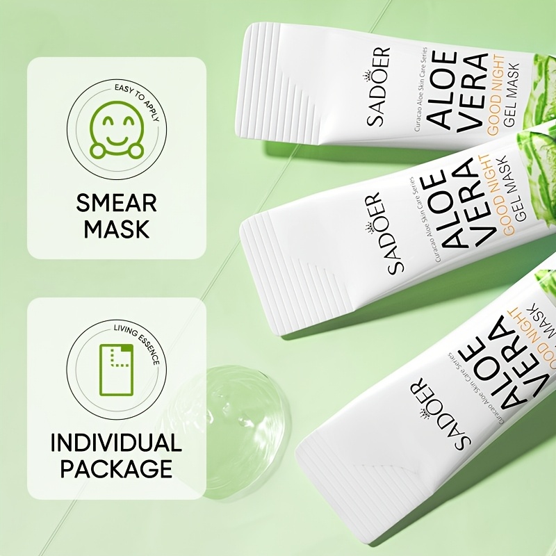 SADOER 20pcs Aloe Goodnight Gel Mask, Sleep Mask, Containing Aloe Vera Extract, Designed for Facial Care, Hydration, Brighten, Moisturizing. No-rinse, Small Strip Packaging. Gentle and Non-irritating, It Serves as an Ideal Travel Companion, Skincare - Image 6