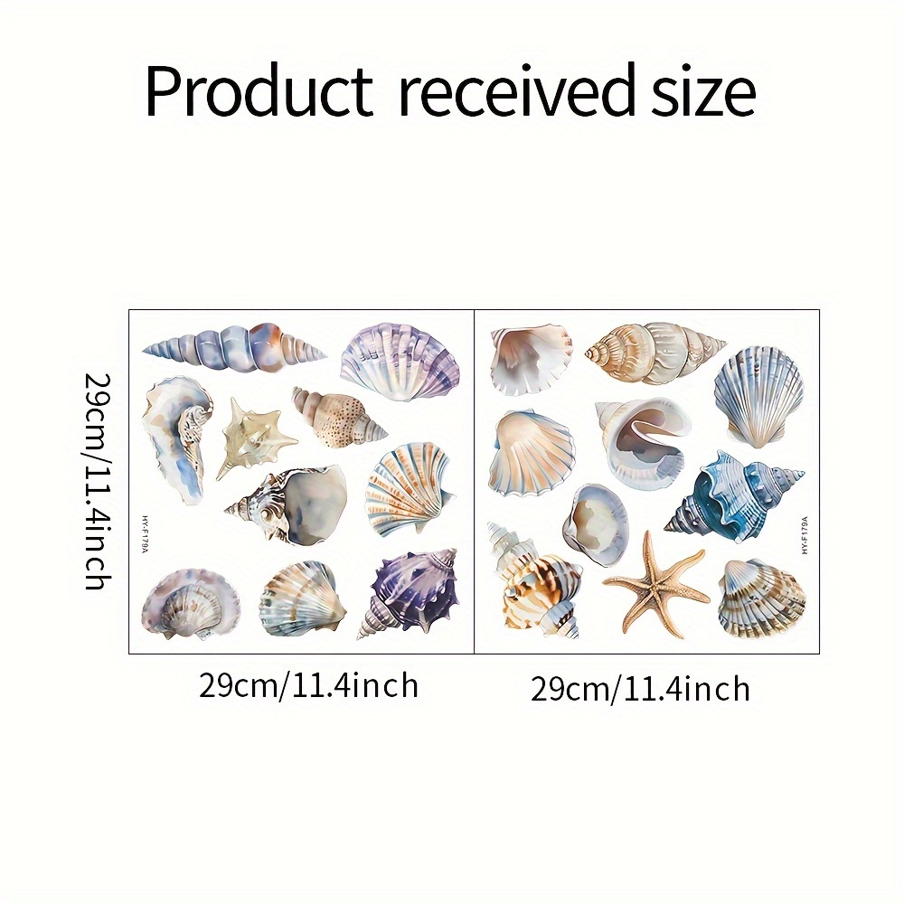 Image of 2pcs/set Bathroom Home Decor Bathtub Stickers, Conch And Starfish Wall Decals, Self-adhesive Removable Stickers For Restroom And Toilet Walls, Cabinet And Refrigerator Decals, 29**2/11.4*11.4inch*2