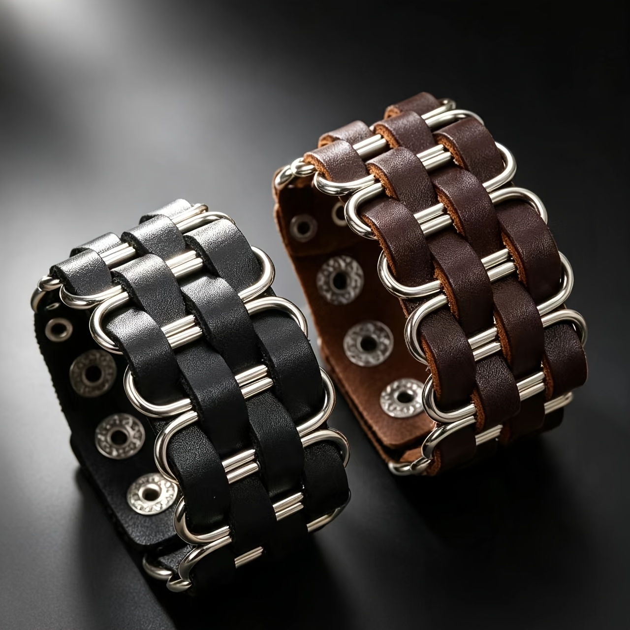 Men's Exquisite Woven Metal Ring Bracelet
