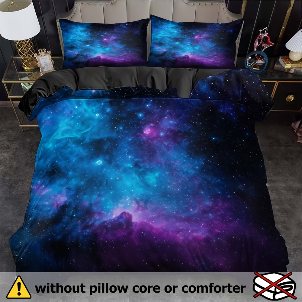 TEMU 3pcs Bedding With Style Nebula Polyester Printed Duvet Cover, Soft And Comfortable Material Without Filling, Suitable For Bedroom, Hotels, Inns,