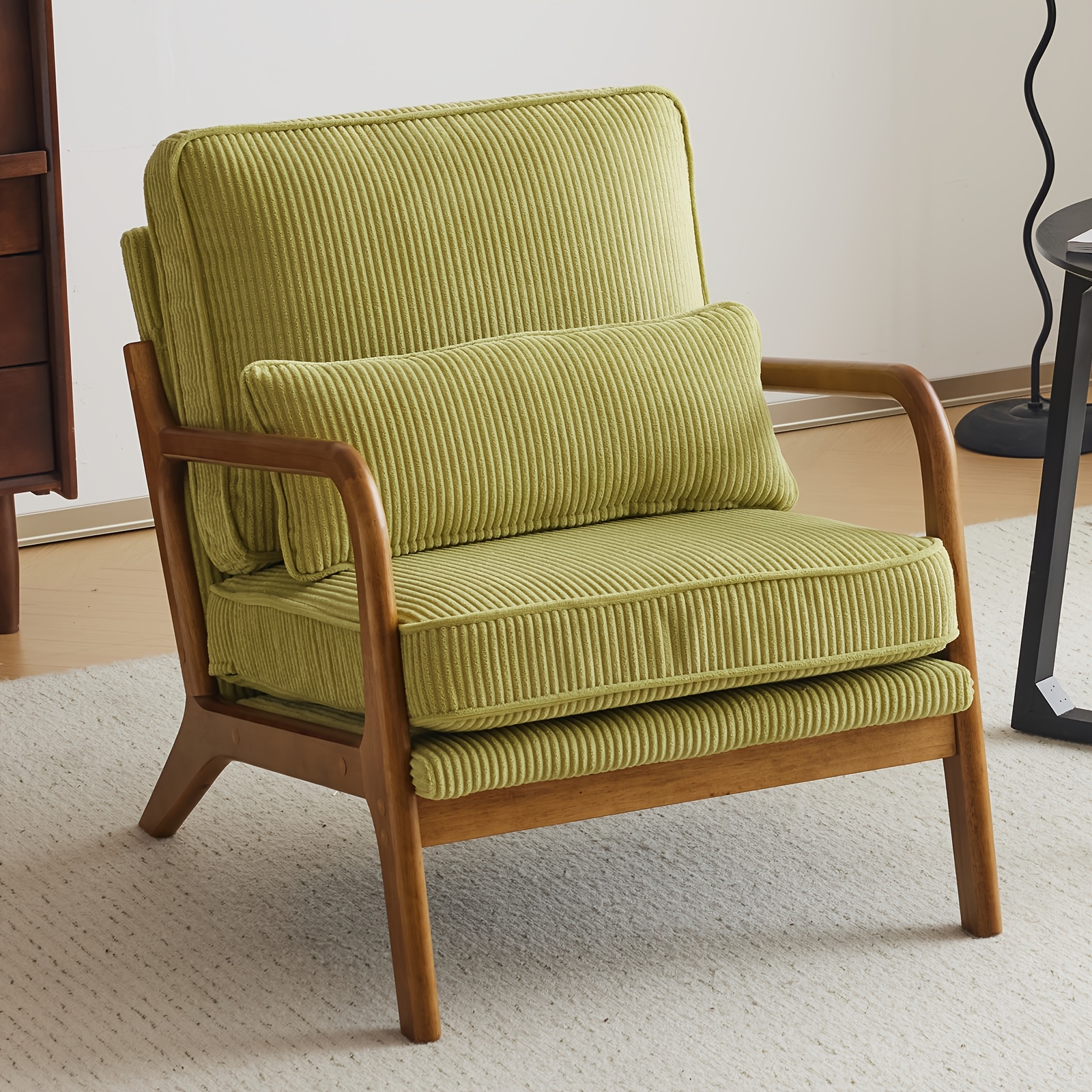 Bonnlo Upholstered Cocktail Chair, Modern Lounge Chair, For Living Room, Upholstered Chair With Solid Wood, Reading Chair, Load 200 Kg, Cord Fabric
