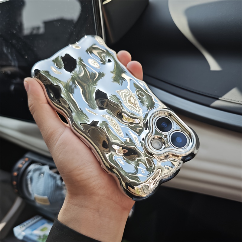 TEMU Phone Case - Wavy Bubbles, Silvery Plating, High-quality Fashion Suitable For Iphone Including 16/15/14/13/12 Phone Cases/11 Pro Max/plus/x/8/7