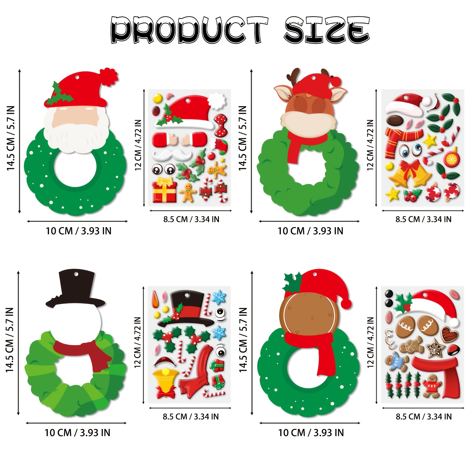 TEMU Ornement de guirlande de Noël à suspendre, kit d'artisanat en papier à impression plate 2D, guirlande à assembler avec pendentif de Père Noël, ,