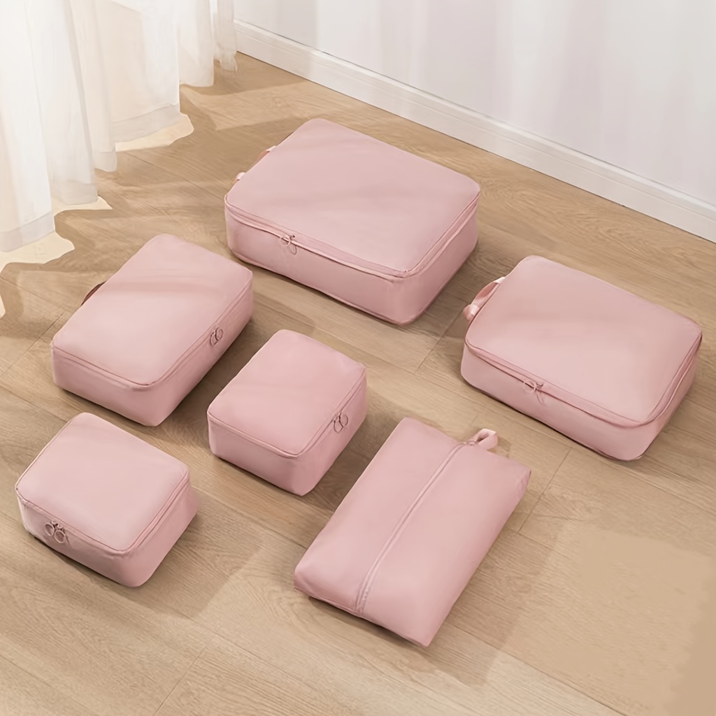 TEMU Set Of 6 Compressible Luggage Organizers, Travel Packing Cubes, Portable Clothing Compression Bags, Storage Bags, And Clothing Sorting Pouches