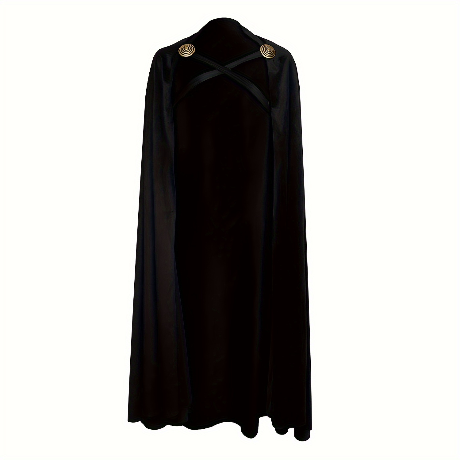 1pc Black Medieval Viking Cloak Cross Strap Knight Warrior Cloak Cape, Renaissance Halloween Costume