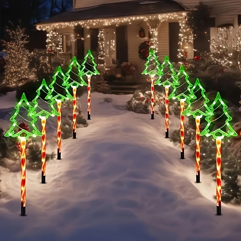 TEMU 5/8/10/12pcs Solar Powered Led Garden Lights, Cane Lollipop , Auto , Adjustable Brightness - Ip44 Outdoor Decoration, Halloween, Christmas