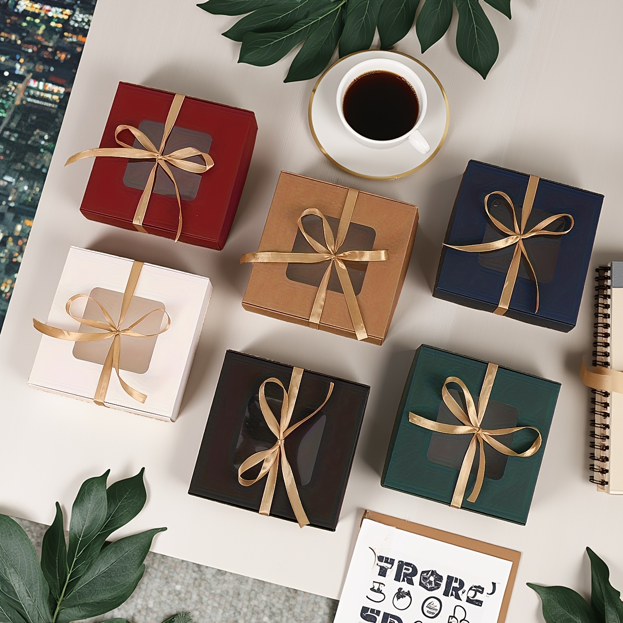 6 pièces, 12 pcs et 18 boîtes cadeaux avec fenêtres transparentes,   pour les fête danniversaire     des diplômes emballage de présents noël halloween