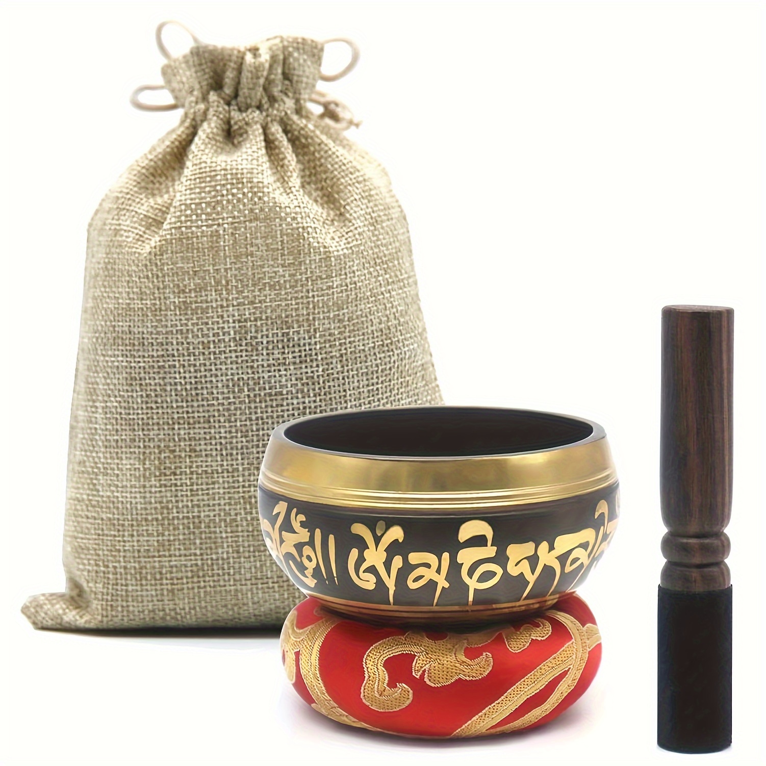 

Tibetan Singing Bowl Set For Yoga, Meditation, And Relaxation - Includes Cushion & Mallet, With Carrying Bag