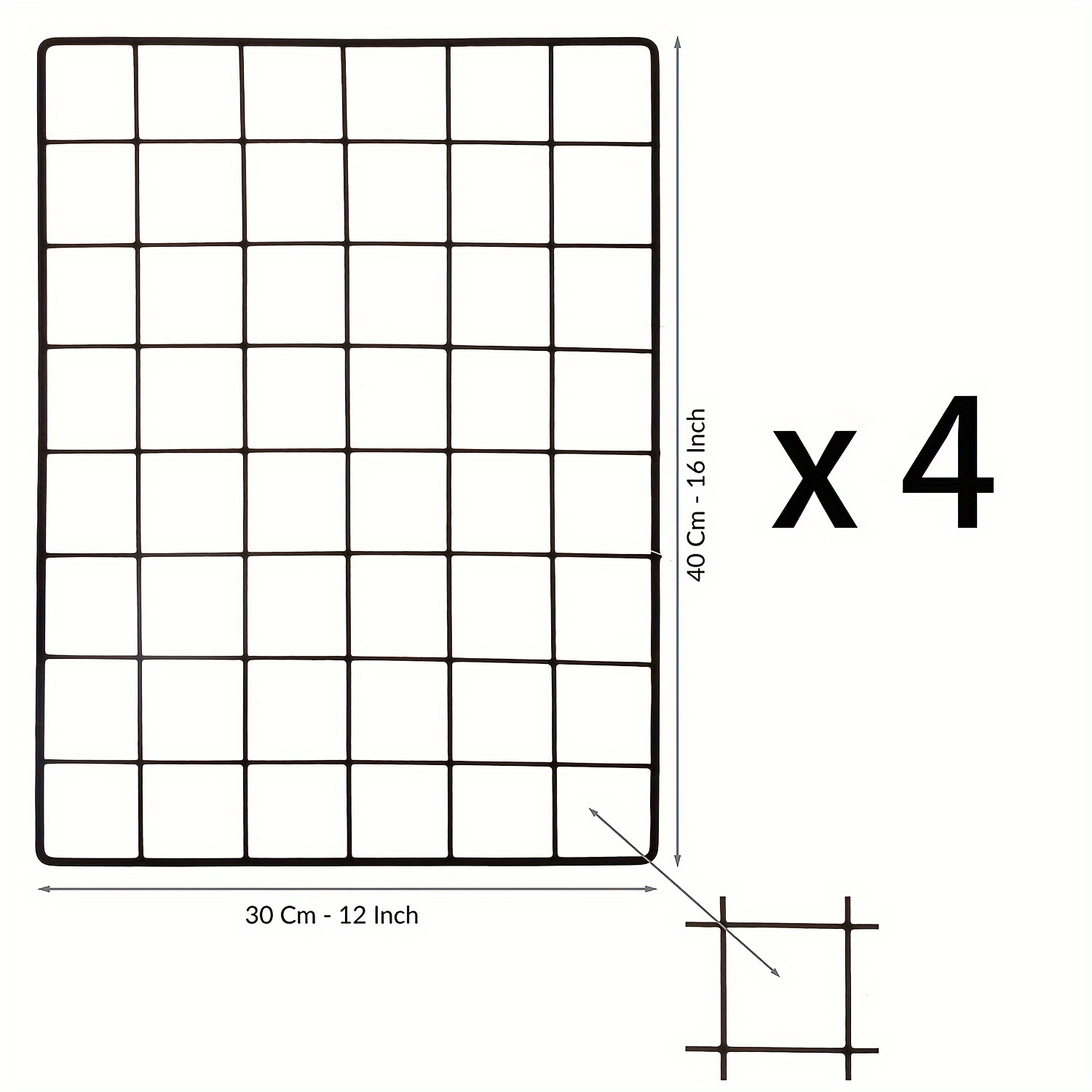 Image of Wire Wall Grid Panel For Photo Display, Iron Picture Frames Collage For Hanging Wall Decor, Foldable Multi Pictures Organizer 16'' X 12'' Inch. (4 Pack)