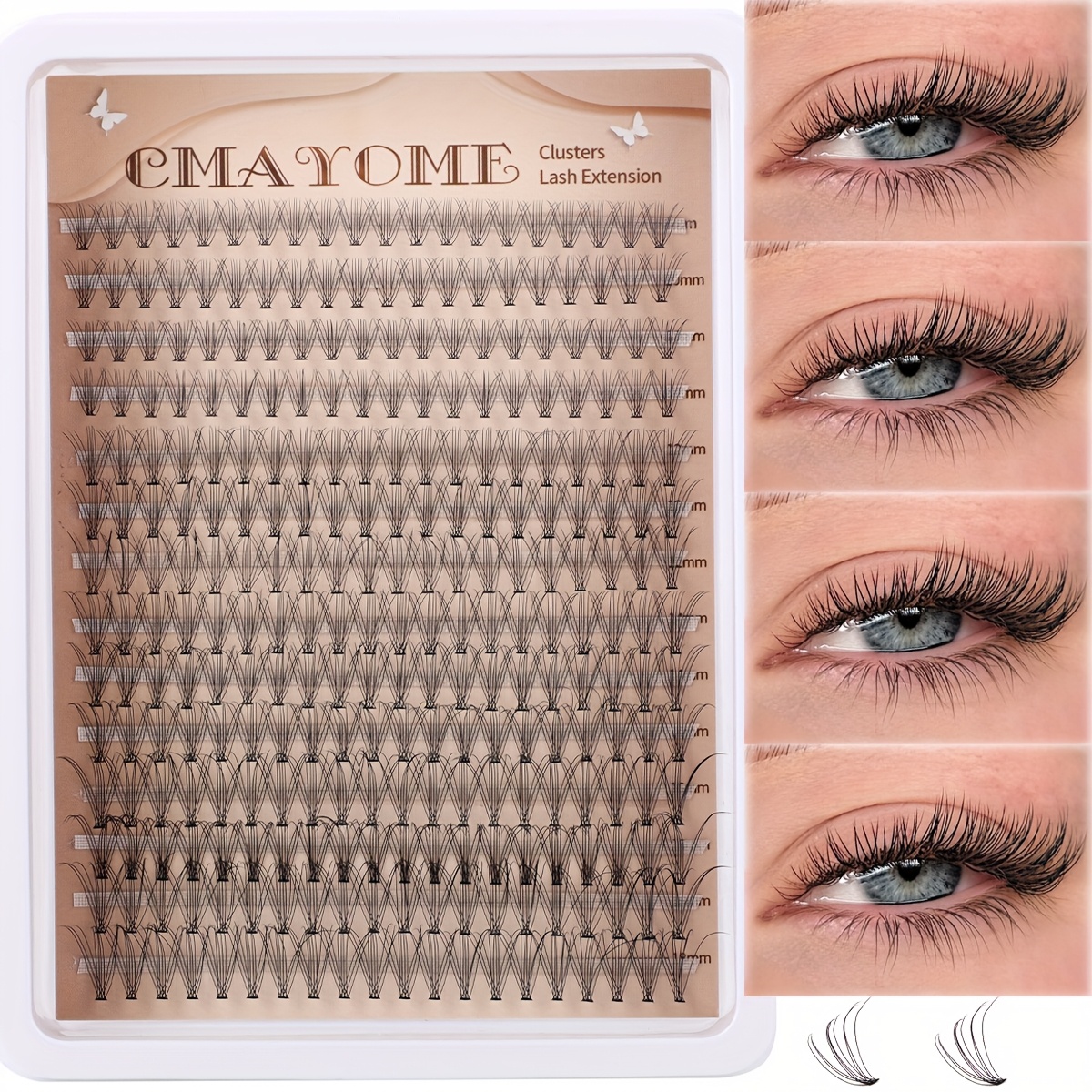 280pcs D False Eyelash Extensions, Mixed Length 8-18mm, 10d Cluster Lashes Kit With Natural, Doll, Cat Eye Styles, Reusable, Easy Application For Beginners
