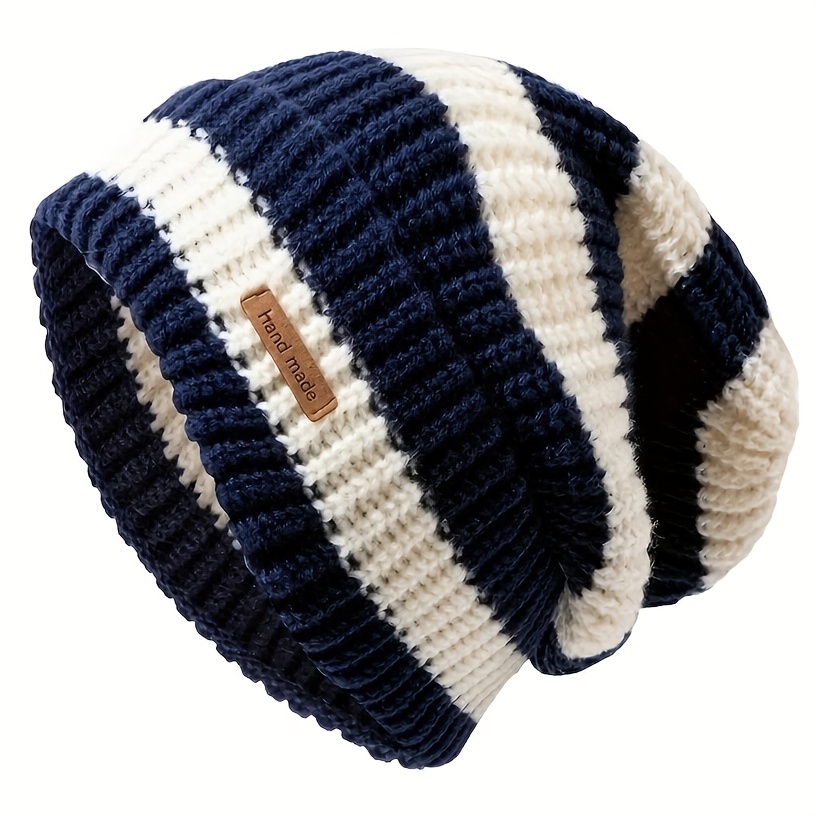 TEMU Bonnet rayé pour homme et femme - Bonnet d'hiver léger, coupe-vent et chaud avec élastique, convient pour le cyclisme air, tenue décontractée,