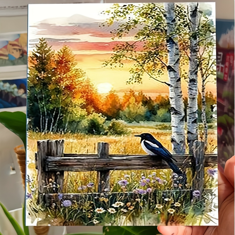 Image of (professional Art Use) 1 Set Of "birds Flying With Sunset" Painting Kit Art Gift, Painting, Oil Painting Kit, Paint By Numbers, Home Decoration Hanging Painting, Mother's Day, Father's Day, Christmas