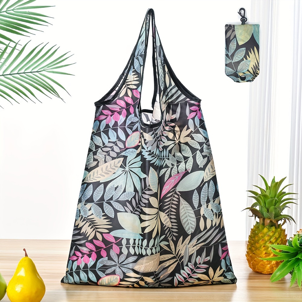 large capacity foldable tote bag   polyester reusable shopping storage bag with creative allover pattern details 16