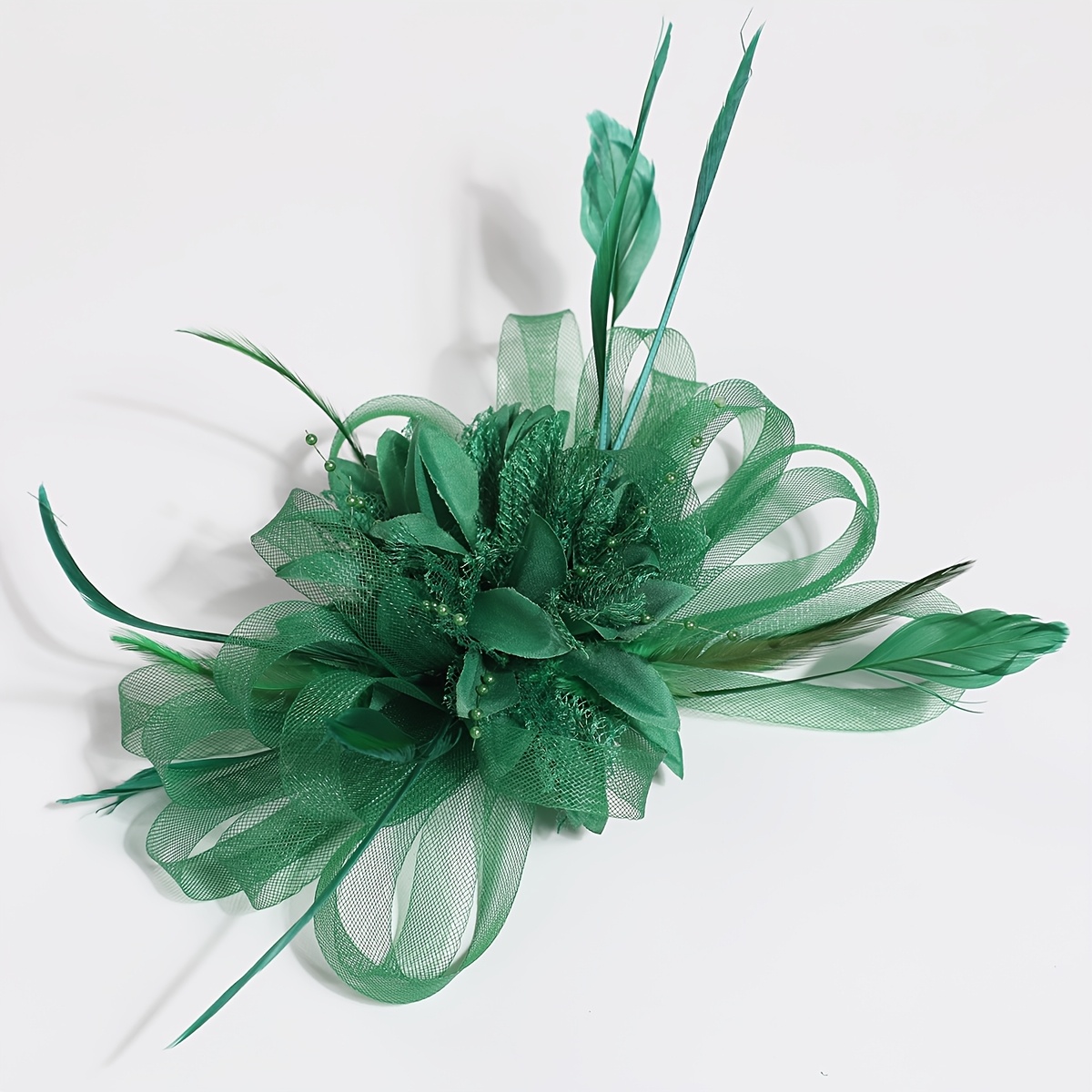 TEMU 1pc Sombrero de Flores Verdes de , Sombrero de Malla Estilo , Sombrero de Foto para de Té en el Hipódromo