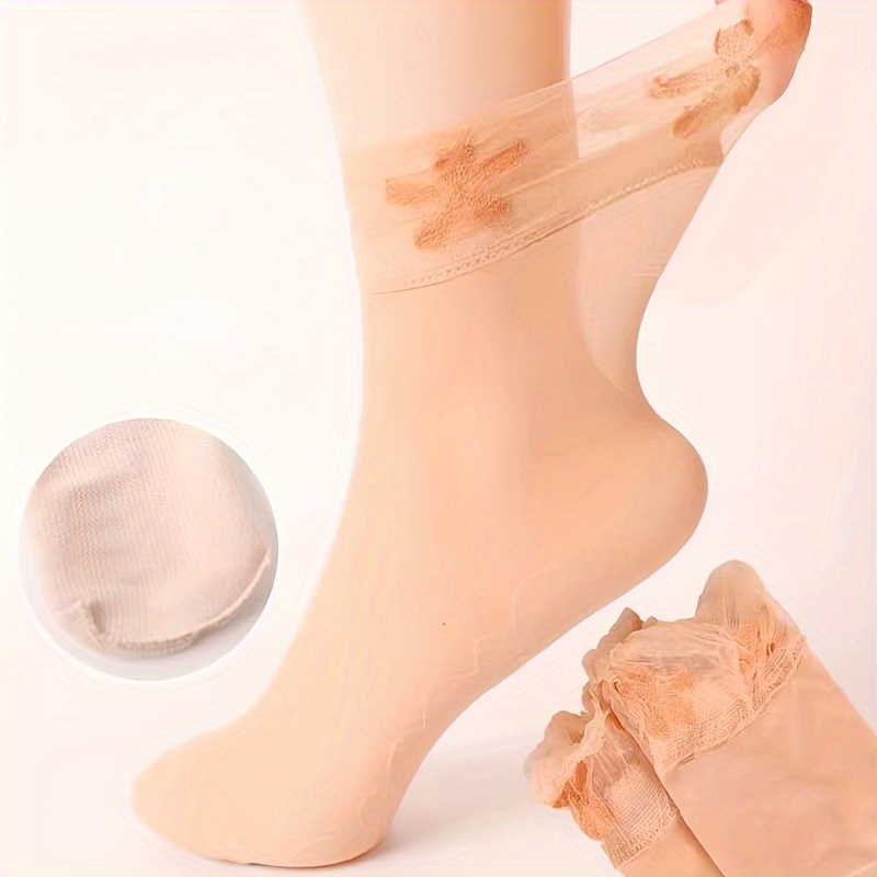 

10 Pairs/20 Pairs Silk Stockings Summer Socks Women's Mid-calf Socks Anti-snag Wide Mouth Socks Mom Socks Non-squeezing Feet Anti-snag Ultra-thin