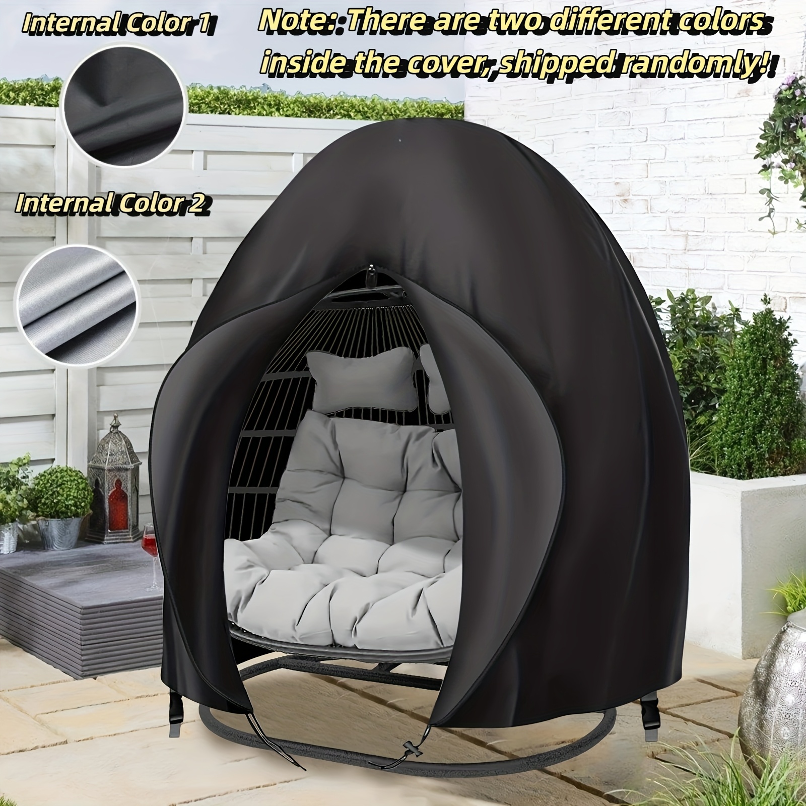 E-shop 1 Stück, Villa Terrasse Eiersesselbezug, strapazierfähiger 900D Oxford-Stoff, 91x80 Zoll, Übergroßer Doppel-Eiersesselbezug, für Outdoor-Möbel,