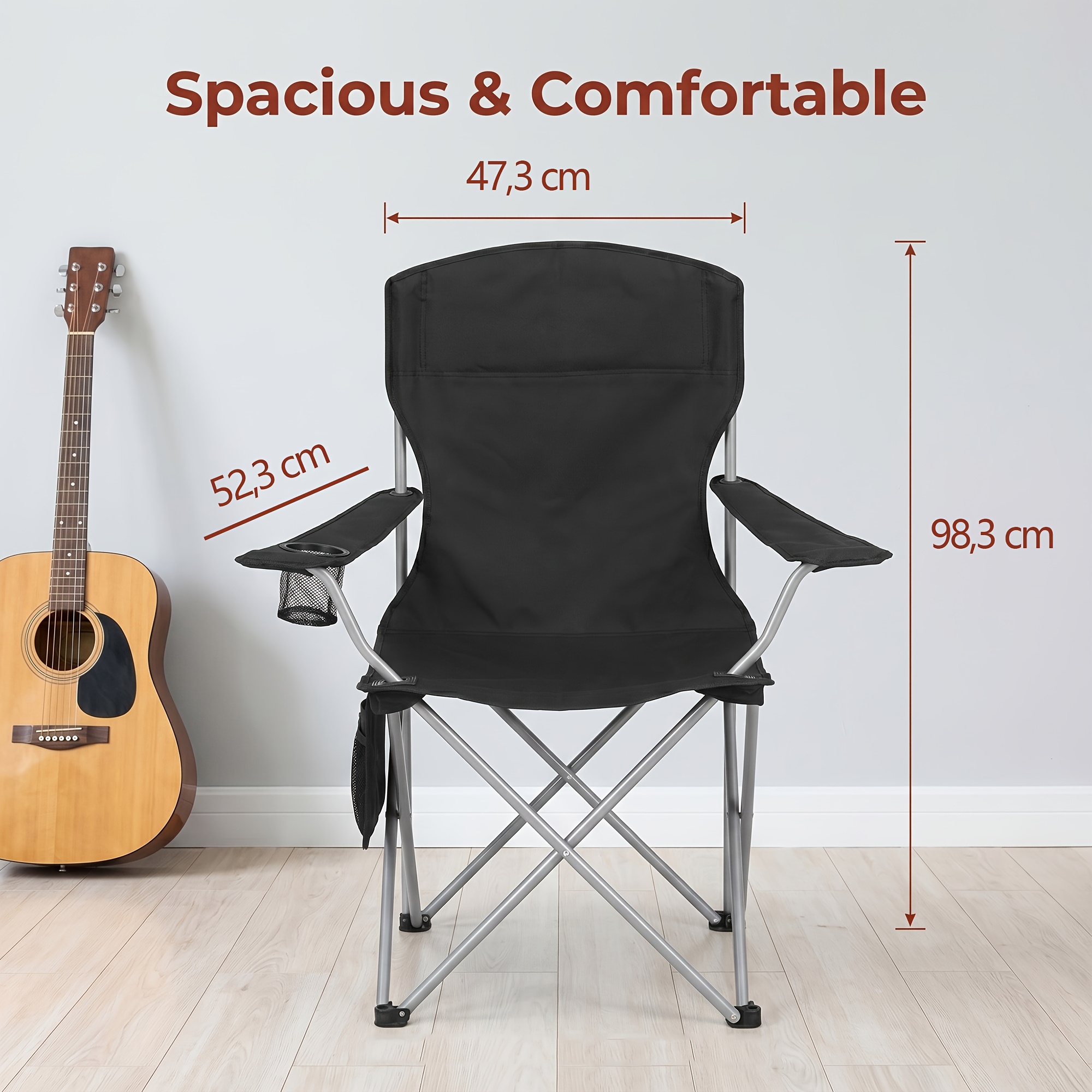 Foldable Camping Chairs, 2-Pack with Armrests and Cup Holder