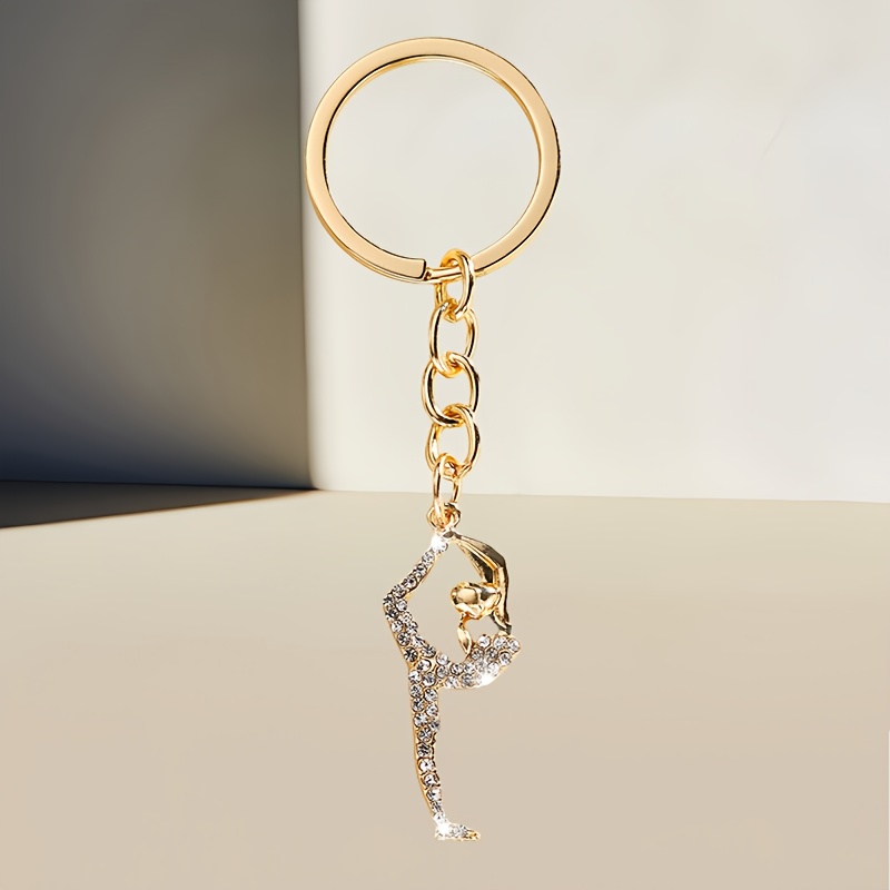 TEMU 1pc Cute Mini Dancing Keychain With Clear Rhinestone Embellishments – Elegant Alloy Design, Perfect For Women's Bags And Gift Decoration, Bag