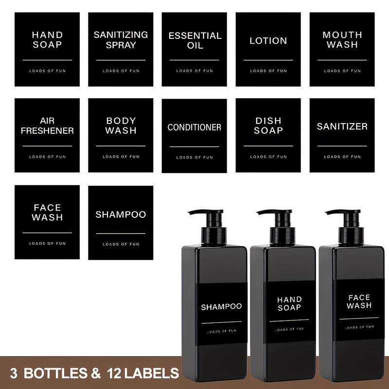 TEMU 500ml Square Bottle Dispenser For Shampoo Conditioner And Shower Gel, Lotion Dispenser Bottle, 16.9oz Refillable Pump Bottle With Waterproof